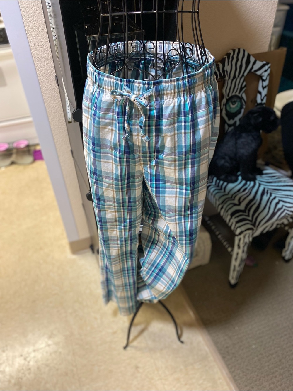 croft & barrow Teal and Blue Plaid Drawstring Pajama Pants